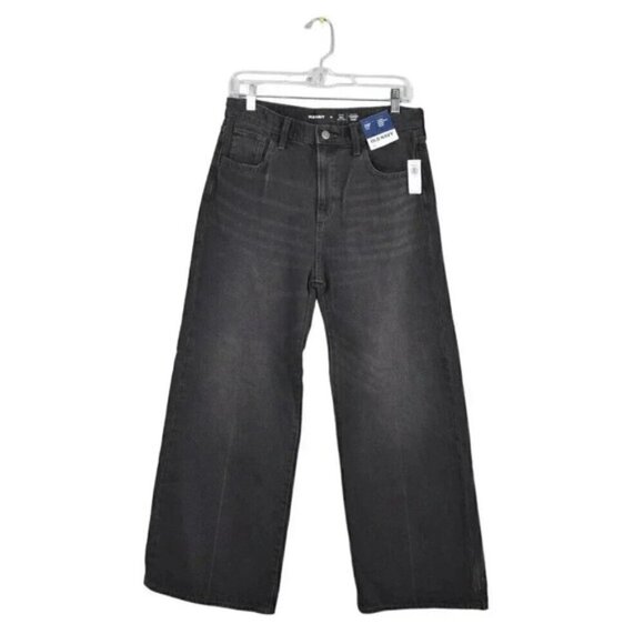NWT Old Navy Baggy Wide Leg High Rise Black Jeans Kids Size 18 - Picture 2 of 12